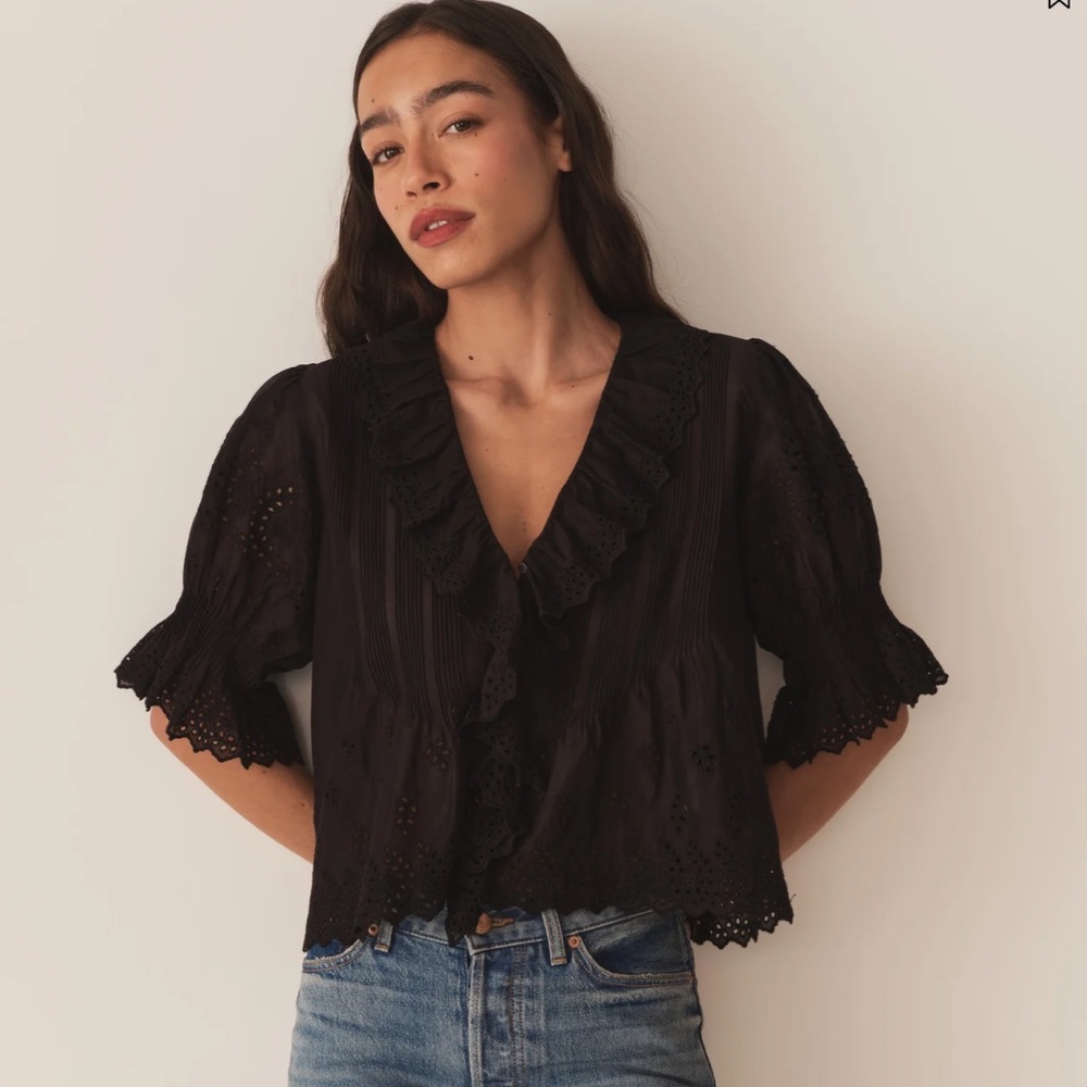 Doen Henri Top in Black Eyelet XXS NWT